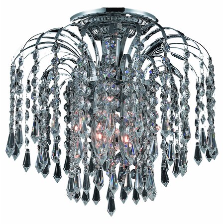 Elegant Furniture Falls 3 Light Chrome Flush Mount Clear Swarovski Elements Crystal